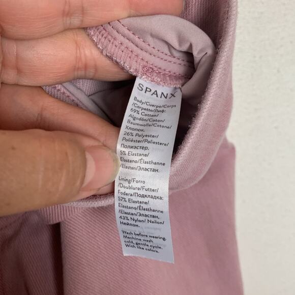 Spanx women's large jeanish pull on pants mauve pink flaw stretch slim leggings - Picture 8 of 8